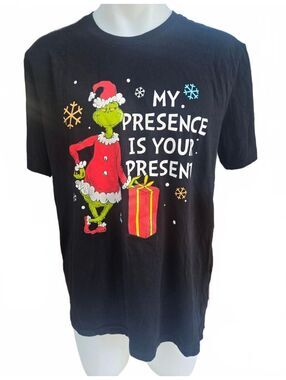 The Grinch Black Short Sleeve T-Shirt Large Christmas Large